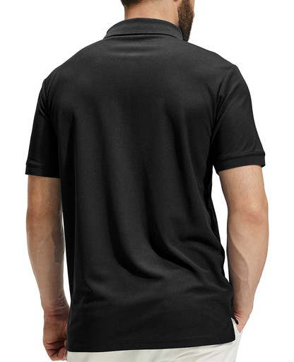 Custom Logo Men's 100% Polyester Black Golf for Polo Shirts Soft Quick Dry Casual Designer Knitted Fabric Moisture Wicking