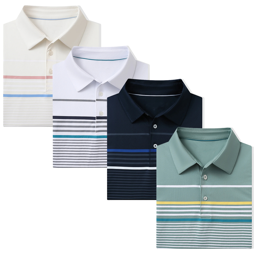 Custom logo Printing Quick Drying Boxy Fit Men Retro Designer Colour Striped White Polo Shirt Mens Golf Clothes