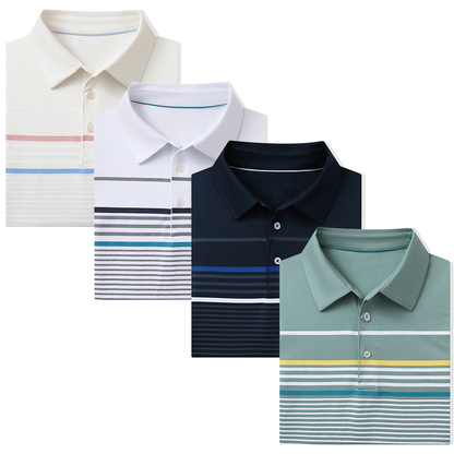 Custom logo Printing Quick Drying Boxy Fit Men Retro Designer Colour Striped White Polo Shirt Mens Golf Clothes