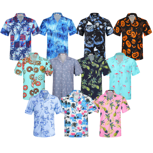 High-definition Digital Printing Custom Logo Patterns Short Sleeves Aloha Hawaiian Shirts for Men