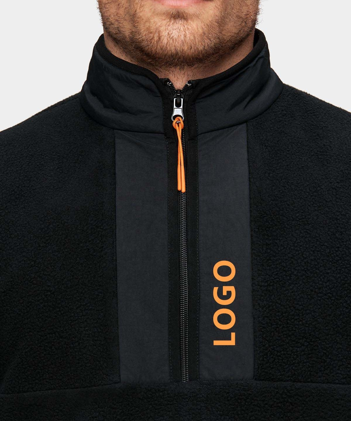 Custom logo Men's Sport Quarter Half Chest Zipper Wool Black Performance Golf Sweatshirt Jumper for Men
