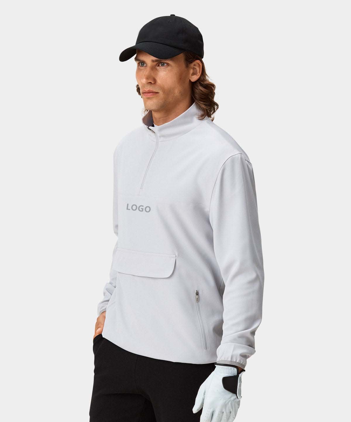 Winter Polyester Harajuku Men Fashion Sports Plus Size Pocket Golf Pullover Hoodies Sweatshirt Streetwear Clothing