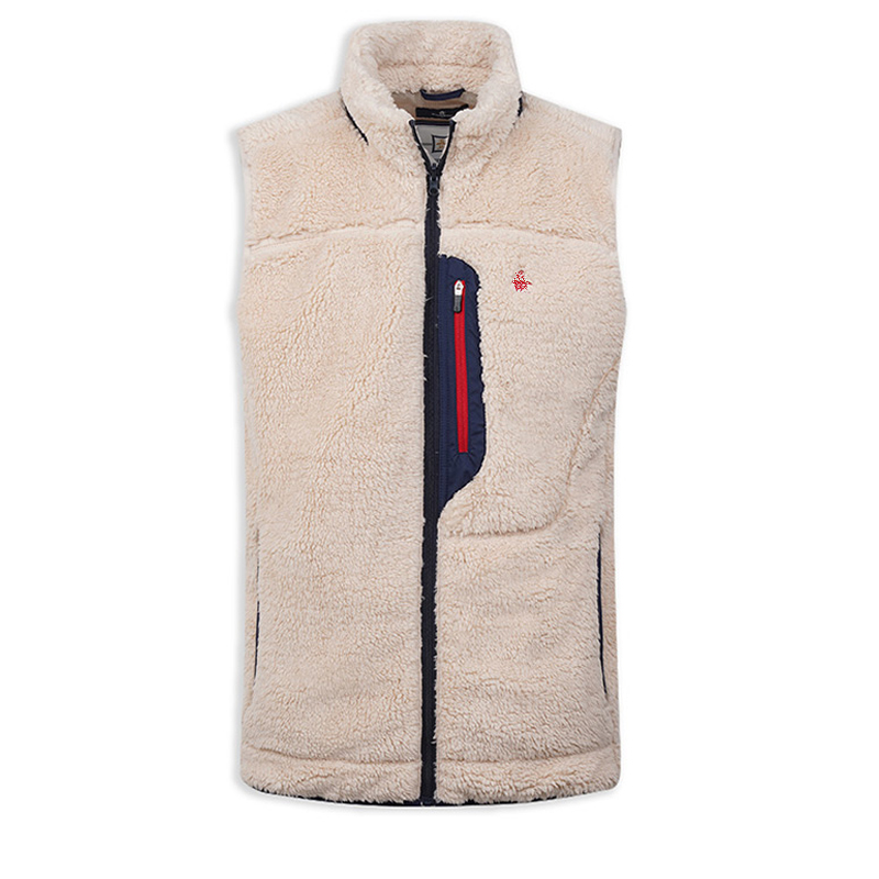 OEM and ODM men's casual golf vests made of polyester with full-zip front-opening and American wool for the lapel in the United States