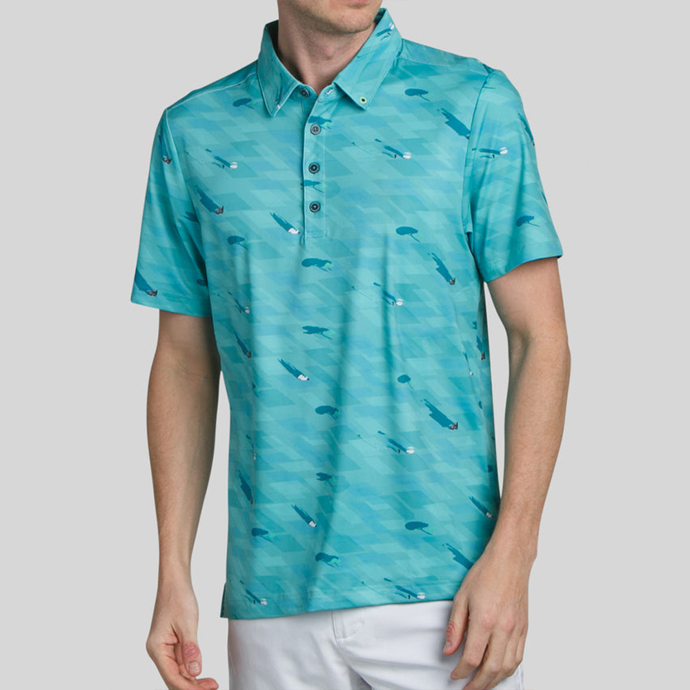 Odm Custom 94% Polyester 6 % Spandex Luxury Embroidery logo 4 Way Stretch Golf Shirt with Bottom Collars Men's Polo-shirts