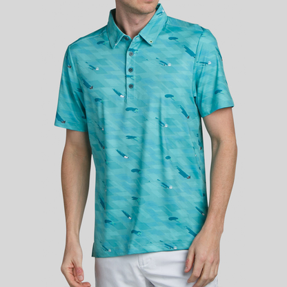 Odm Custom 94% Polyester 6 % Spandex Luxury Embroidery logo 4 Way Stretch Golf Shirt with Bottom Collars Men's Polo-shirts