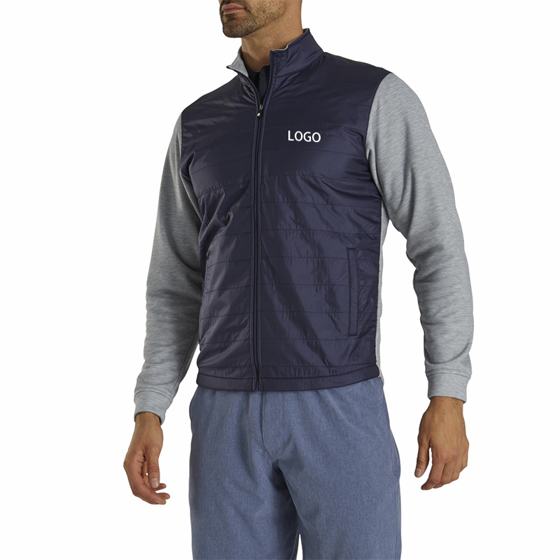 Custom 2022 Winter Men Full Zip Hybrid Windproof Soft Shell Quilted Golf Jacket