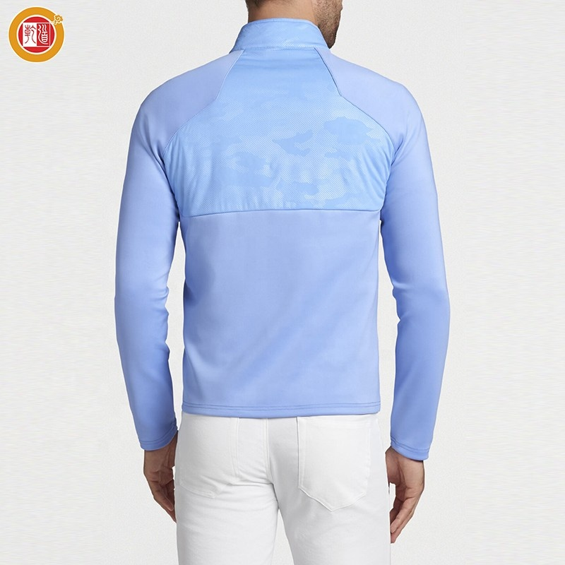 Custom Print Logo Patterns High Quality Bamboo Men 1/4 Zip Neck Vintage Heavyweight Golf Pullover Patchwork Sweatshirt