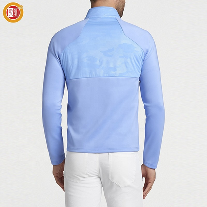 Custom Print Logo Patterns High Quality Bamboo Men 1/4 Zip Neck Vintage Heavyweight Golf Pullover Patchwork Sweatshirt