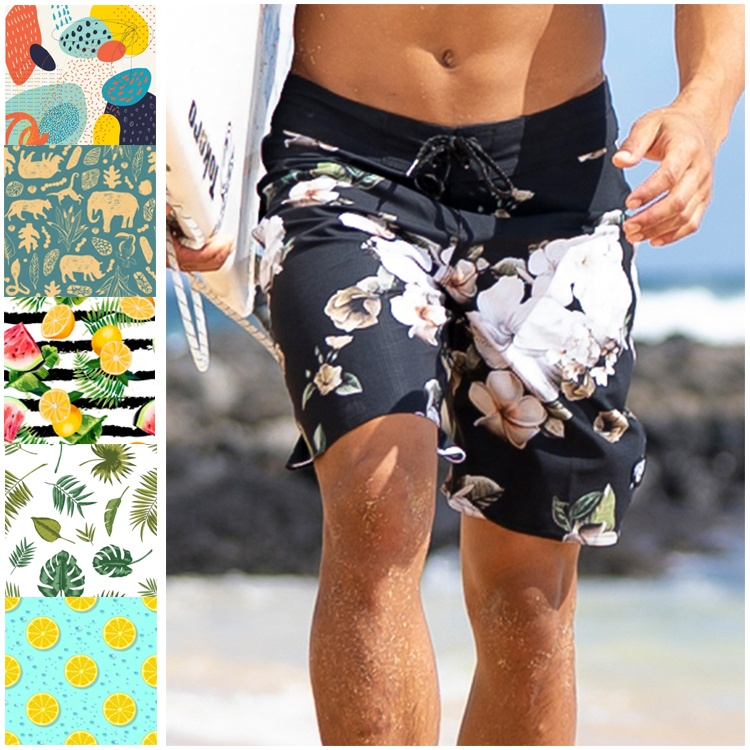 Men's customized swimming trunks with printed designs, beach shorts for men's surfing and swimming, designer Badès shorts