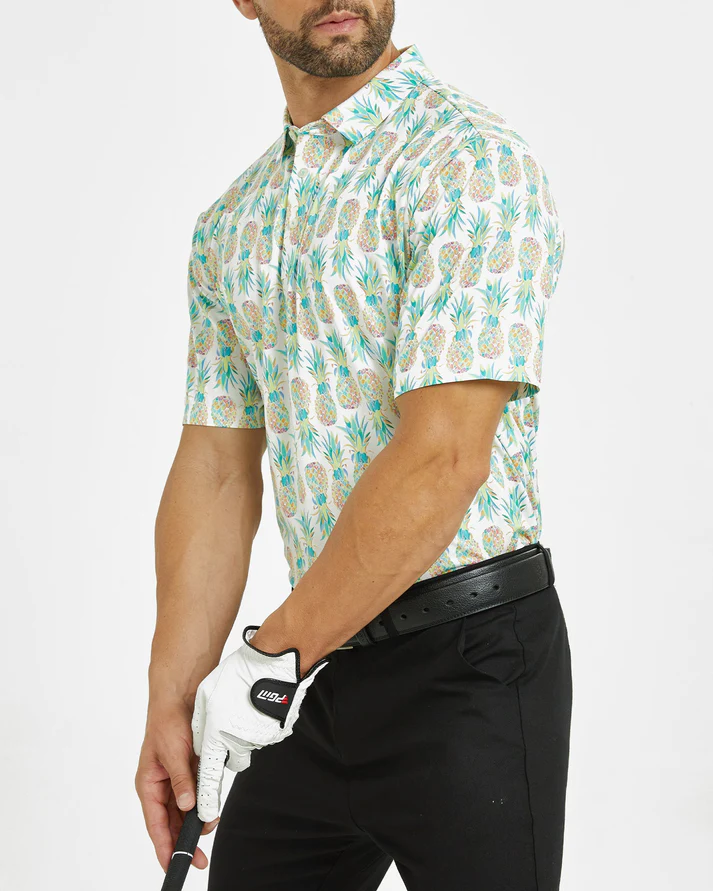 Men's Hawaiian Golf Polo Shirt with Stylish Tropical Pineapple Design for Ultimate Comfort