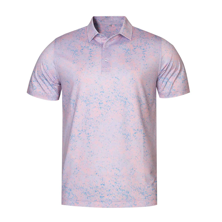 Pink Blue Splatter Polo Shirt - Antimicrobial Quick Dry Slim Fit