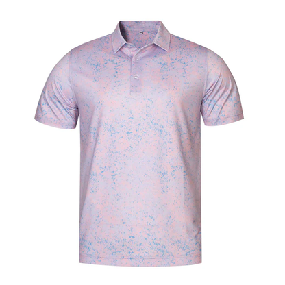 Pink Blue Splatter Polo Shirt - Antimicrobial Quick Dry Slim Fit