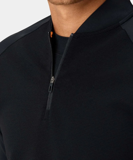 Bulk Custom Custom Logo Men's Black Casual Slim Sport Golf Long Sleeve Quarter 1/4 Zip Collar Hoodie Pullovers Sweatshirts with Logo Embroidery - Manufacturer Qiandao