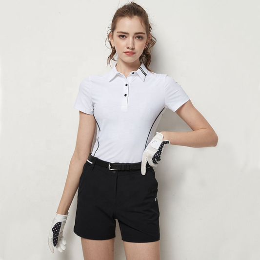 Custom Logo Summer Breathable Fashion Slim Sports Golf Apparel Polo Shirt Cotton Plain for Women