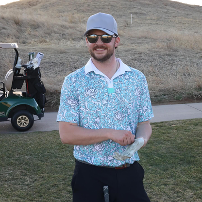 Luxury High Quality Polyester Spandex Golf Polo Shirts Custom Logo All-Over Design Full Coverage Golf Clothing