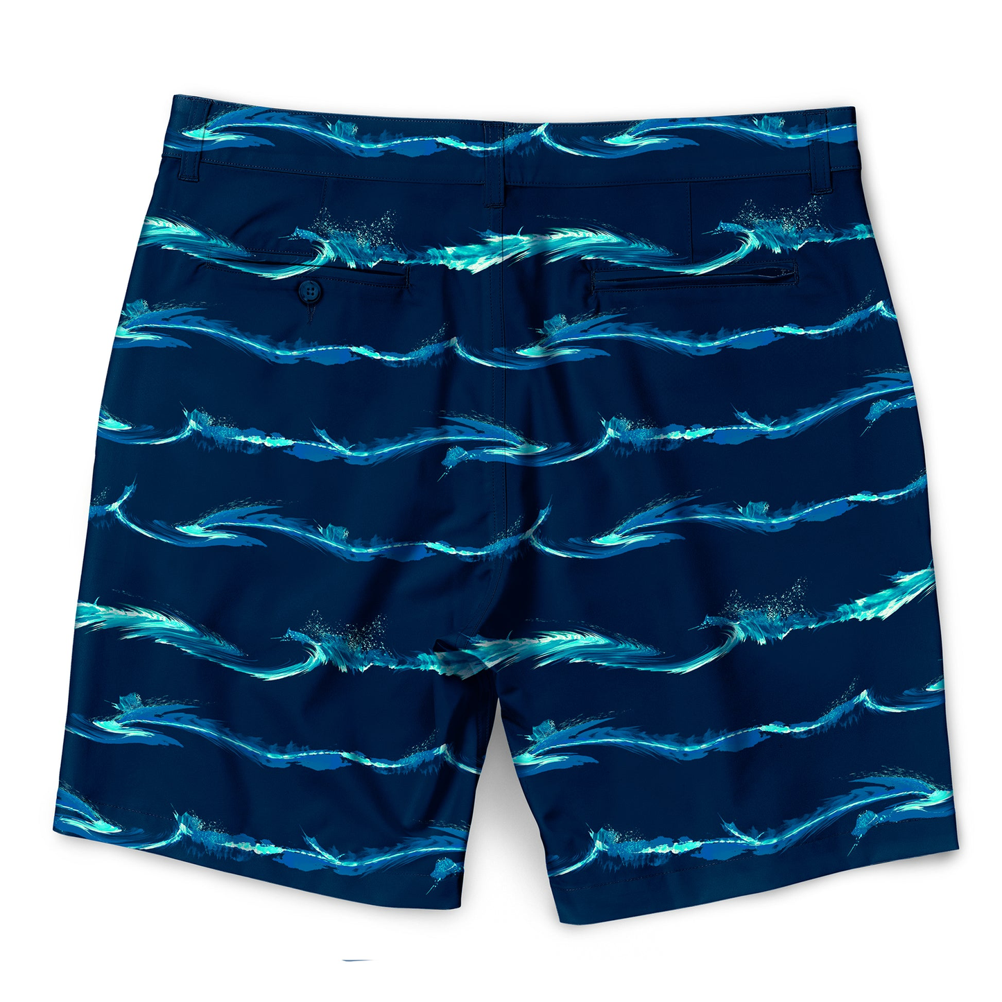 Men's high-quality outdoor leisure shorts. Made of quick-drying and breathable knitted fabric, with a single-button design and custom sublimated drawstrings