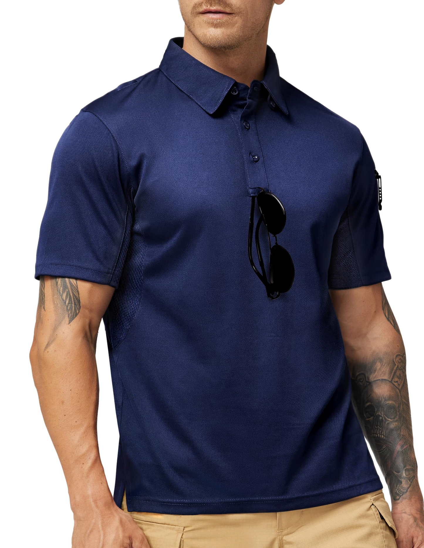 Custom Logo Men's Outdoor Performance Short Sleeve Moisture Wicking Tactical Polo Shirts
