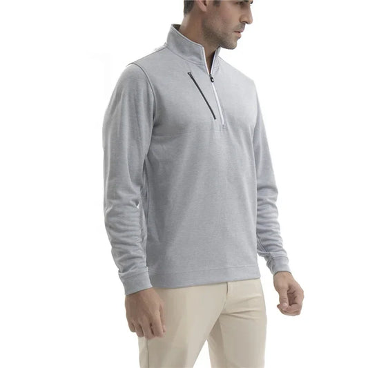 Bulk Custom Custom Performance Men Golf Jumpers Long Sleeve 1/4 Zip Neck Pullover Quarter Zip Sweatshirts with Logo Embroidery - Manufacturer Qiandao