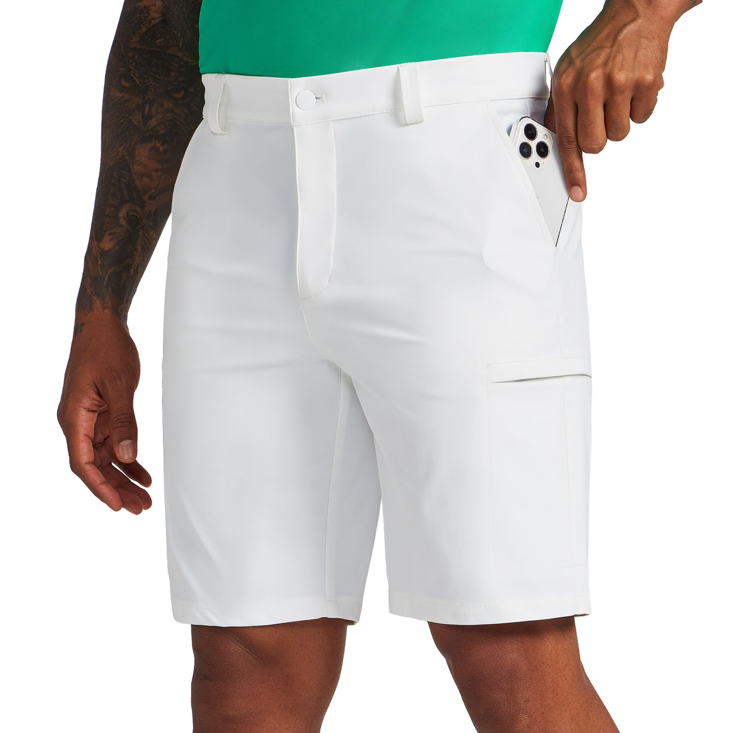Custom-made logo stretch work shorts, quick-drying, sporty and casual 100% polyester shorts with pockets, men's golf shorts