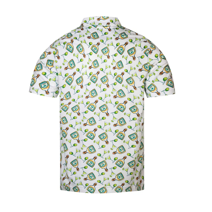 Tequila Drinkware Polo Shirt - Antimicrobial Quick Dry Slim Fit with Themed Pattern