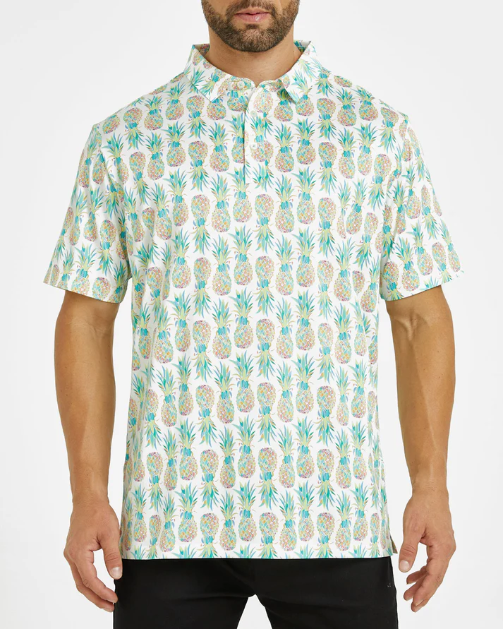 Men's Hawaiian Golf Polo Shirt with Stylish Tropical Pineapple Design for Ultimate Comfort