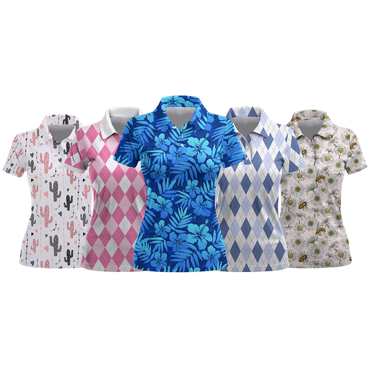 Custom Sublimated Embroidery logo Quick Drying Slim-fit Short Sleeve Women Golf Polo Shirts