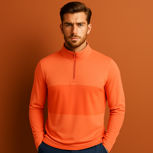Custom Logo Men's Outdoor Sports Half Zip Pullover Golf Knitted Sweatshirt Autumn Stand Patchwork Sherpa Jumper Embroidered