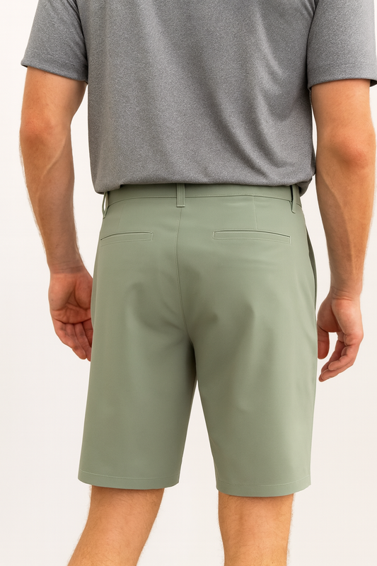 Light Green Shorts with Contrast - Colored Waistband