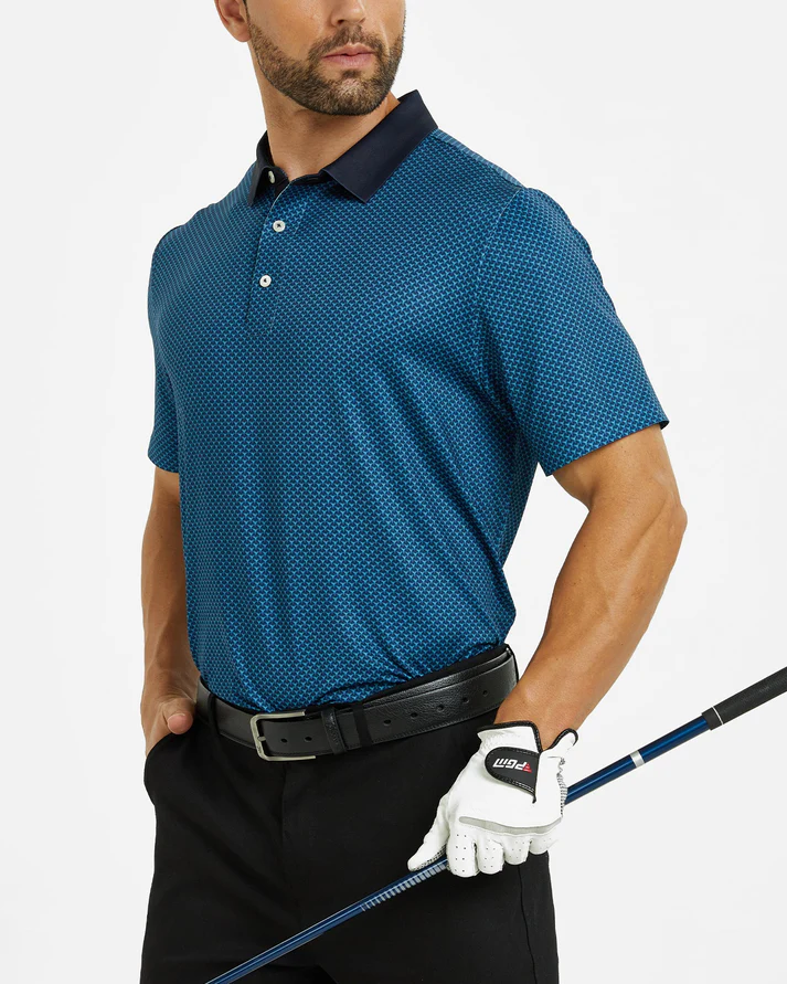 Men's Luxury Golf Polo Shirt - Stylish Dark Blue Lightweight Design