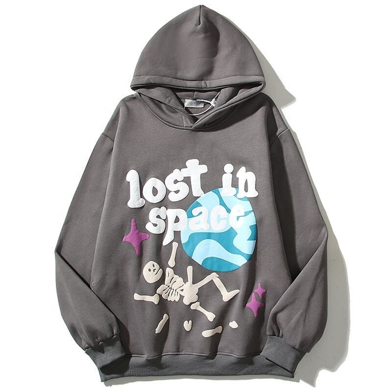 Custom logo Hip Hop 3d Foam Puff Print Oversized Hoodie Manufacturer Plus Size Men's Streetwear Unisex Pullover Hoodies