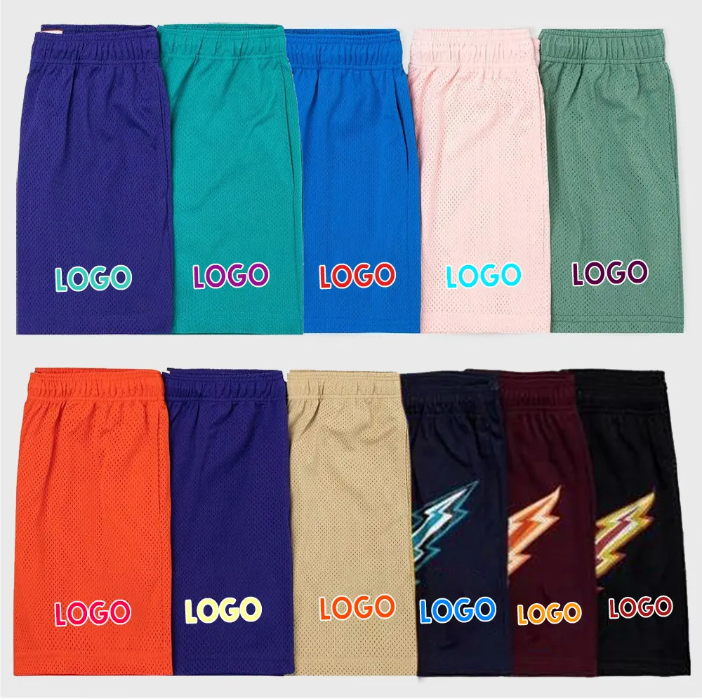 Custom-made logo men's fitness shorts, blank sports jogging, swimming and beach men's mesh shorts for summer