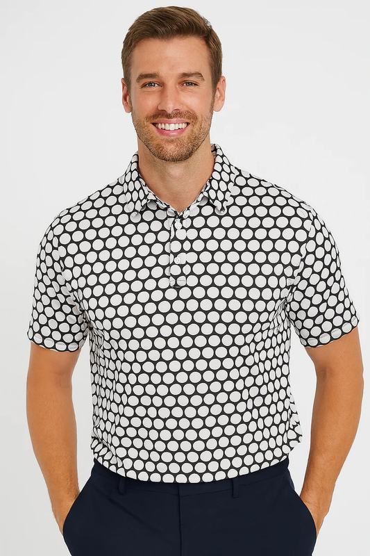Polka Dot Antimicrobial Polo Shirt - Quick Dry Slim Fit for Ultimate Comfort