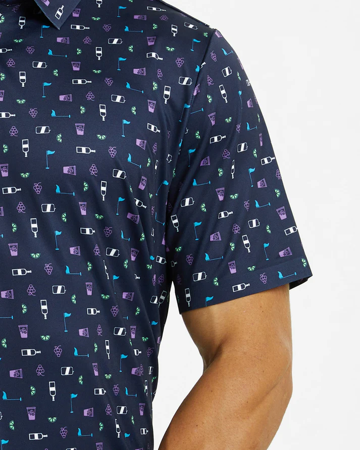 Men's Golf Polo Shirt with Celebration Print for Stylish Play
