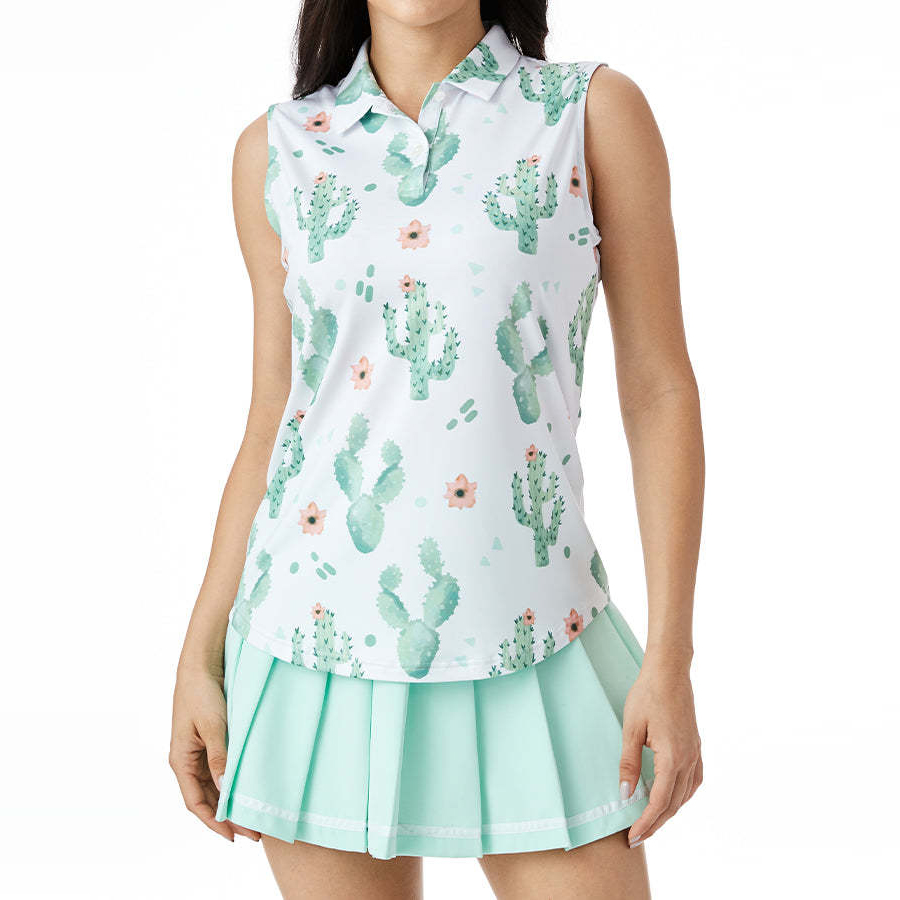 Luxury High Quality Quick Dry Slim Fit Sports Sleeveless Ladies Silk Touch Performance Women Polo Collar tank Top Polo Golf Wear
