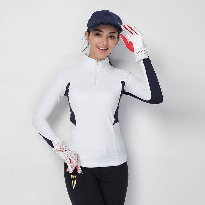Custom Logo Embroidered Design Women Slim Fit Lady Golf Clothing Manufacturer Stand Collar Quarter Zip Pullover Sweatshirt