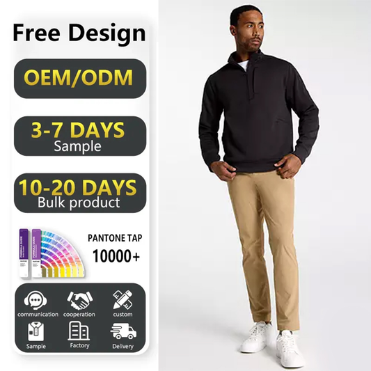 OEM Customize Men Lightweight Polyester Sports Quick Dry Solid Color Plain Long Sleeve Knitted 1/4 Quarter Zip Golf Pullover