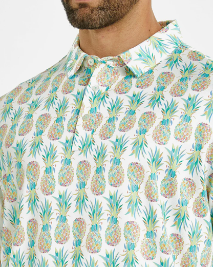 Men's Hawaiian Golf Polo Shirt with Stylish Tropical Pineapple Design for Ultimate Comfort