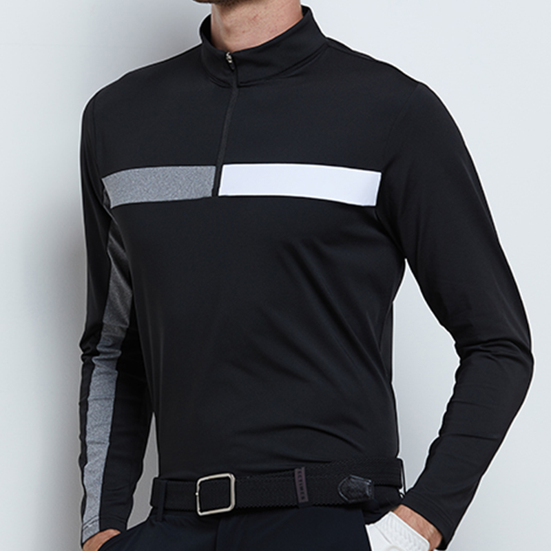 Custom Design Logo Embroidery Bamboo High Quality Long Sleeve Sublimation Performance Zip Neck Men Golf Sweatshirt