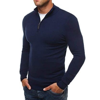 Custom Solid Color Embroidered Stand Collar Knit Quarter Zip-up Pullover Sweatshirt Autumn Digital Printing Sweatshirt