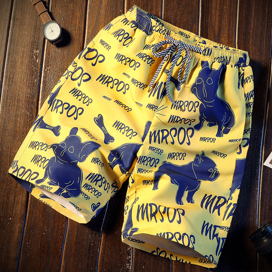 Customized men's shorts made of polyester with logo prints, which are hot-selling in summer and fashionable for holidays and leisure on the beach