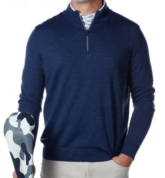 The New Listing Custom High Quality Sport Slim Fit Sweatshirt Men 1/4 Zip Neck Navy Golf Sweatshirt