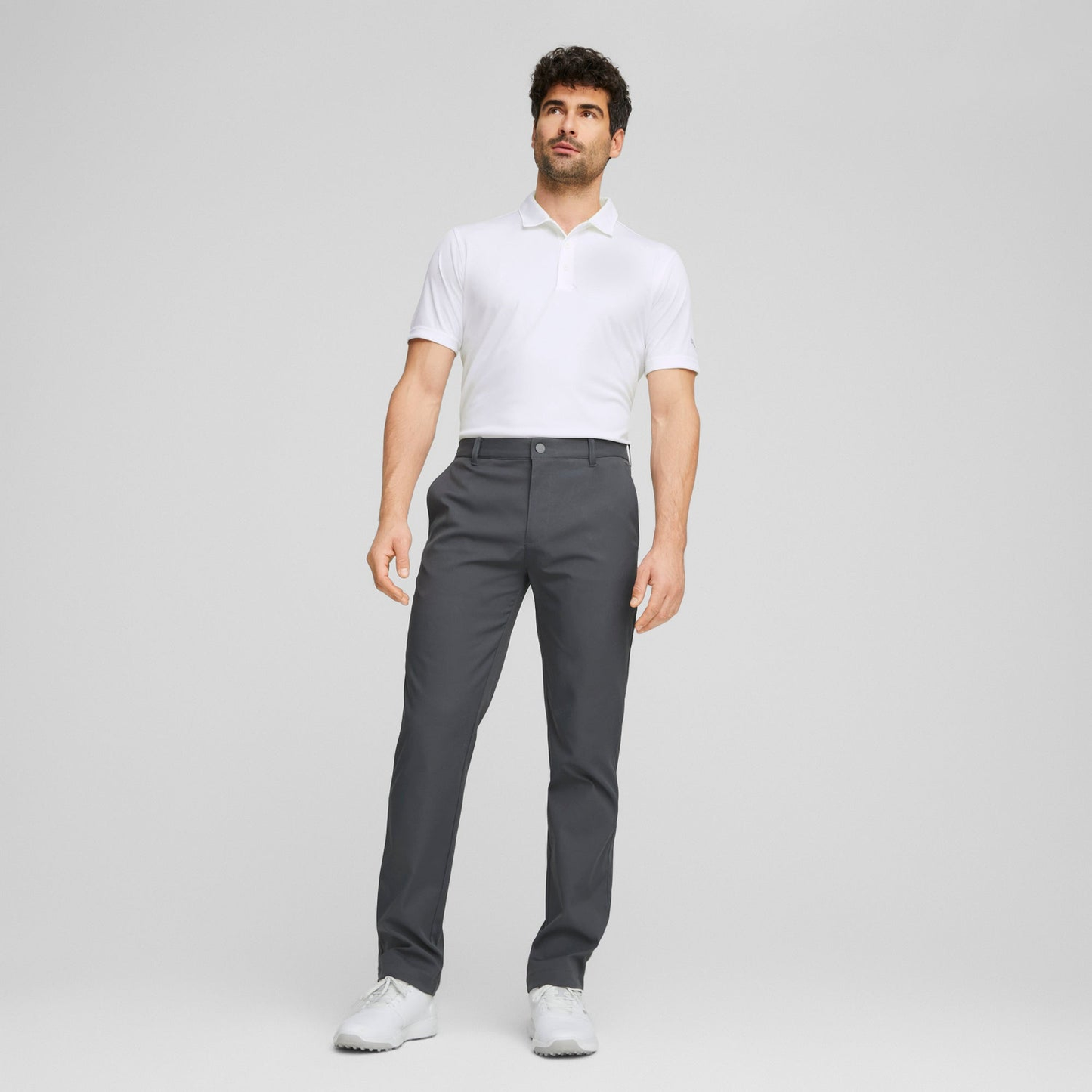 Customized embroidered and printed logo sports pants made of polyester, gray, four-way stretch tennis pants for men, breathable golf and jogging pants