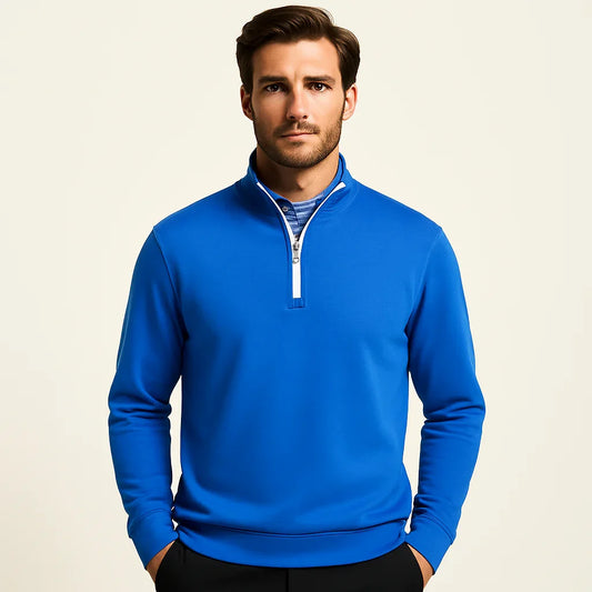 Bulk Custom Odm Custom Printing Half Zip Sweatshirts Golf Mens Shirt 1/4 Quarter Zip With Stand-up Collar Golf Pullover with Logo Embroidery - Manufacturer Qiandao