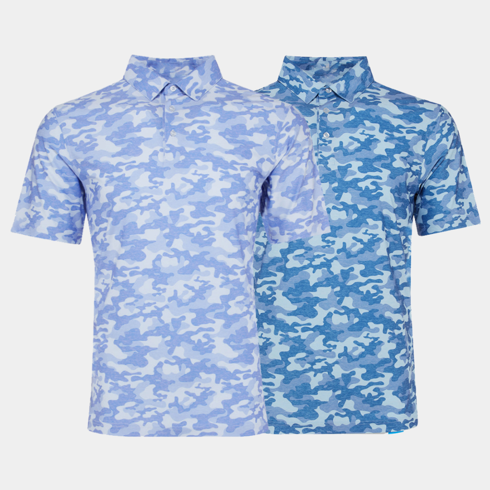 OEM Custom logo 92% Polyester 8% Spandex Quick Drying Full Print Performance Camo Polo Shirts for Men
