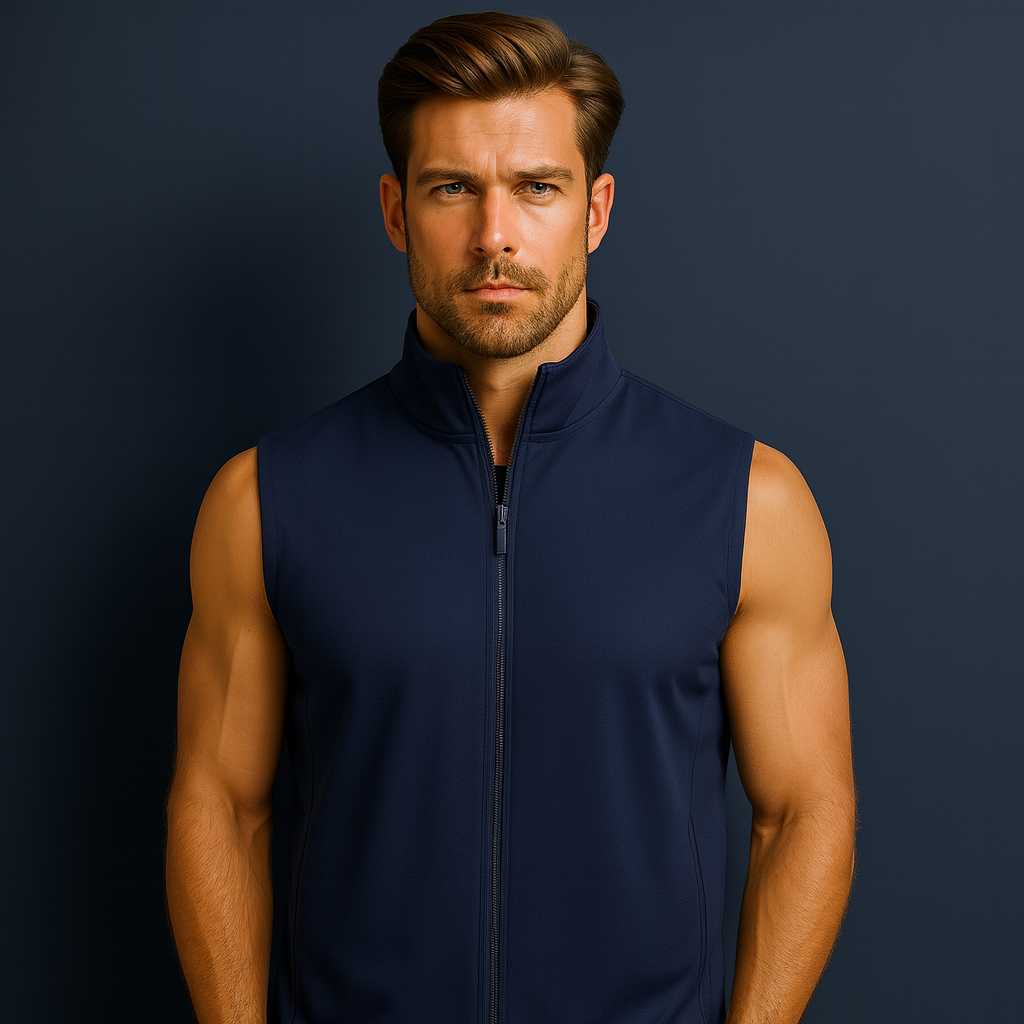 ODM customized men's polyester full-zip golf vests, high-quality breathable wool jackets, suitable for casual and outdoor use