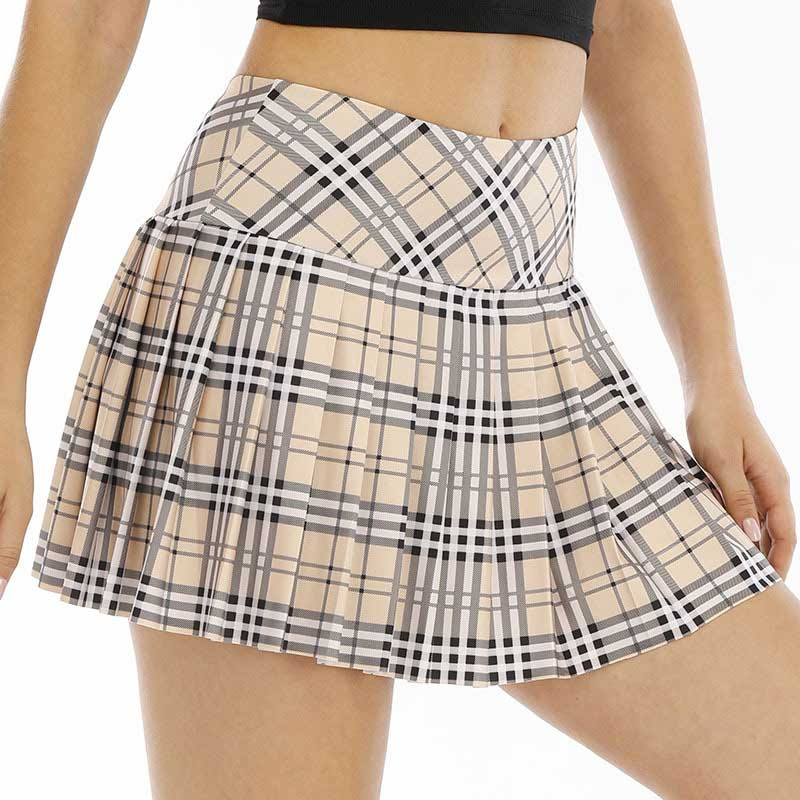 Custom-made women's fashionable high-waisted pleated skirts in candy colors, women's mini A-line skirts with sewn buttons at the hem, girls' dance skirts