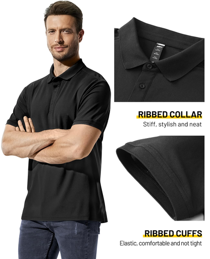 Custom Logo Men's 100% Polyester Black Golf for Polo Shirts Soft Quick Dry Casual Designer Knitted Fabric Moisture Wicking