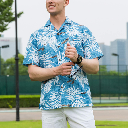 OEM Summer Men's Casual and Comfortable Floral Custom Printed Pattern Beach Loose Short Sleeved Men's Hawaiian Shirt