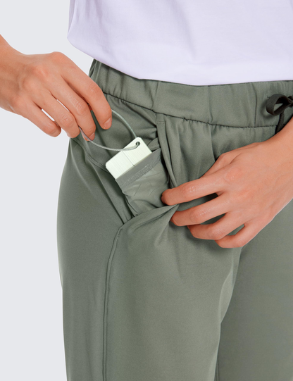 Customized elastic women's jogging pants with pockets, sporty pants that are lightweight, breathable and long, featuring a drawstring