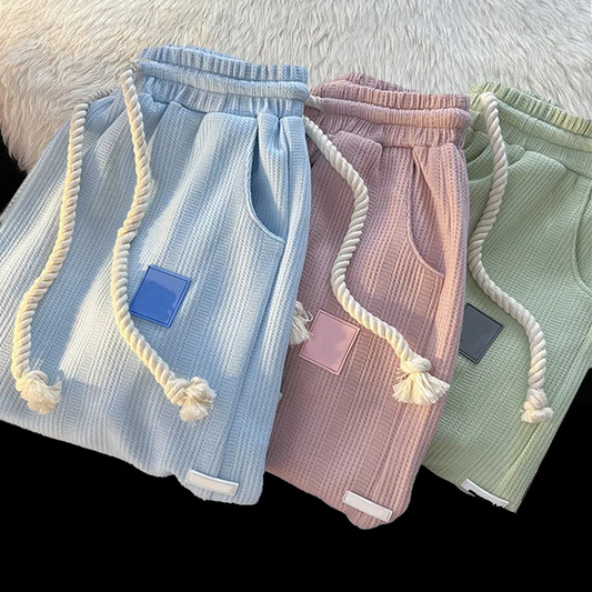 Customized high-quality men's sports jogging and fitness drawstring waffle-print men's pants with pockets